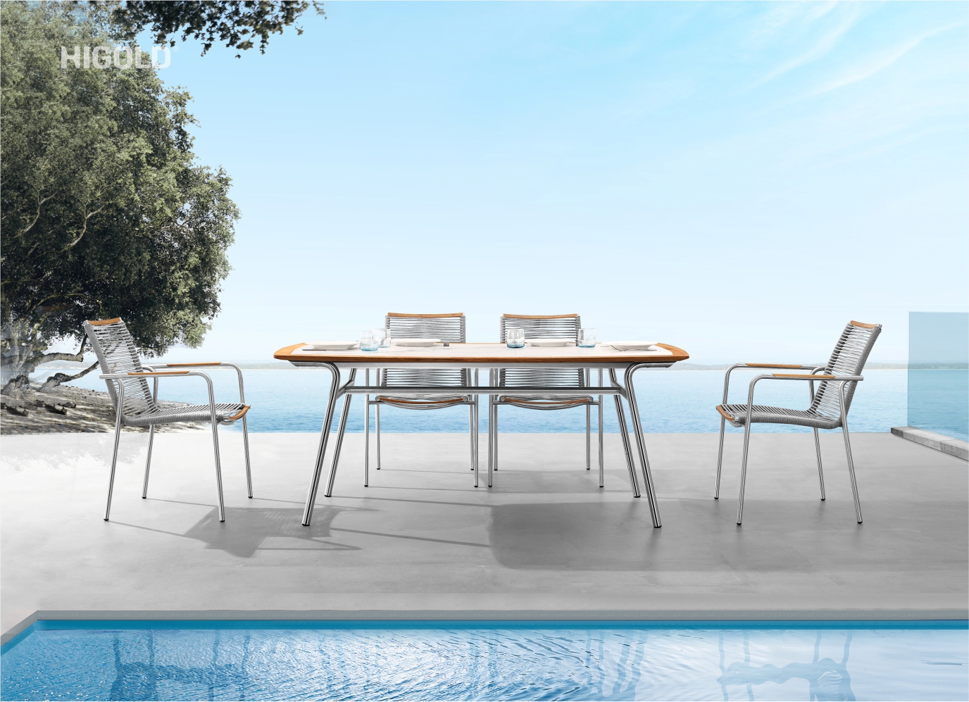 Pioneer outdoor dining set for 6 white aluminum