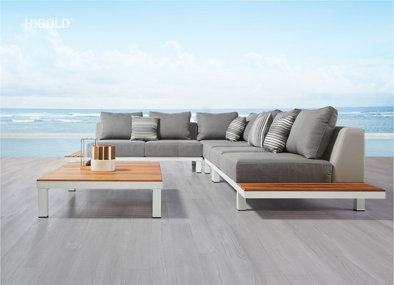 Polo gray outdoor sectional sofa for 5